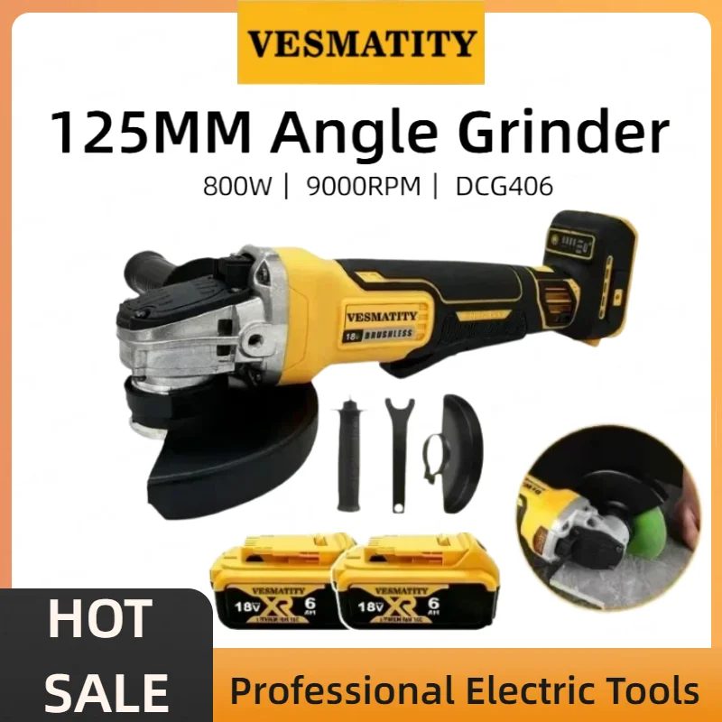 Cordless Angle Grinder 125Mm Brushless - Akumulatorowa szlifierka kątowa DCG406 125MM Bezszczotkowa
