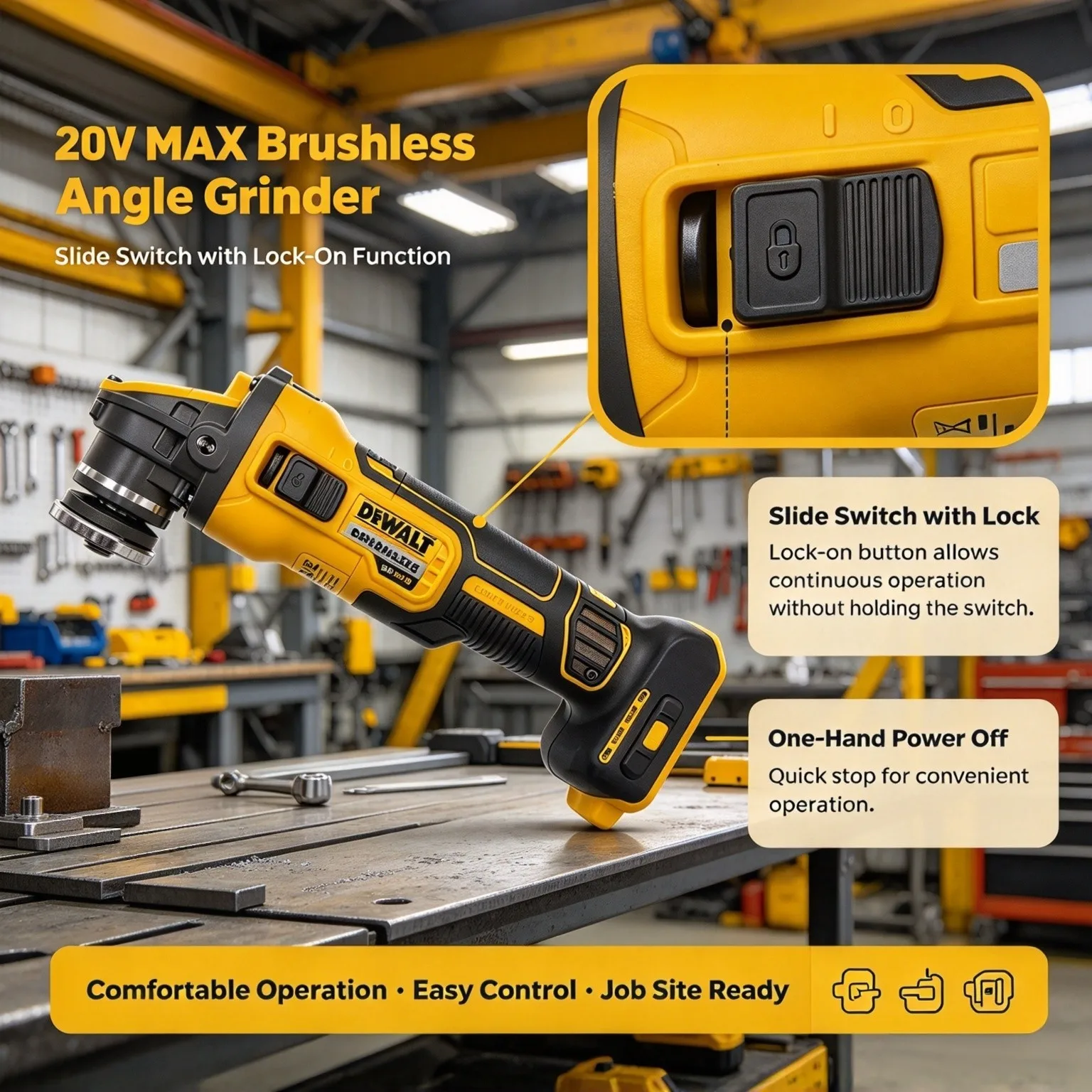 Cordless Angle Grinder 125Mm Brushless - DEWALT Szlifierka kątowa DCG409 20V Bezprzewodowe