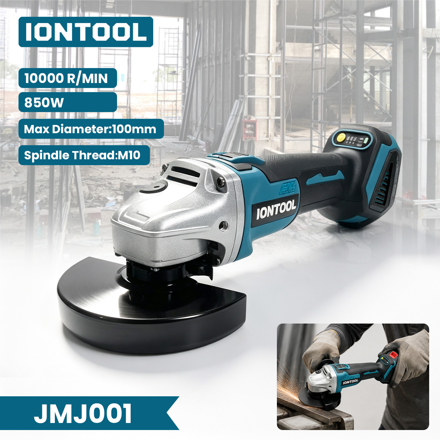Brushless Grinder 100Mm 850W - IONTOOL Wytrzymała Bezprzewodowa Szlifierka Kątowa 100mm