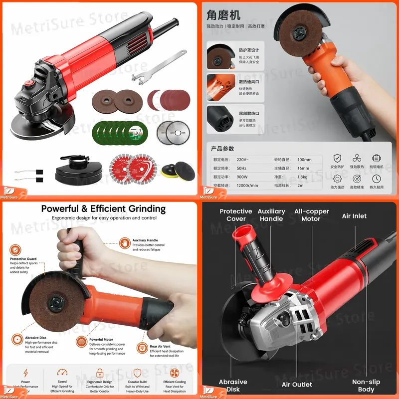 Szlifierka kątowa 800W 1300W 2 – Angle Grinder Variable Speed Corded recenzja i cena